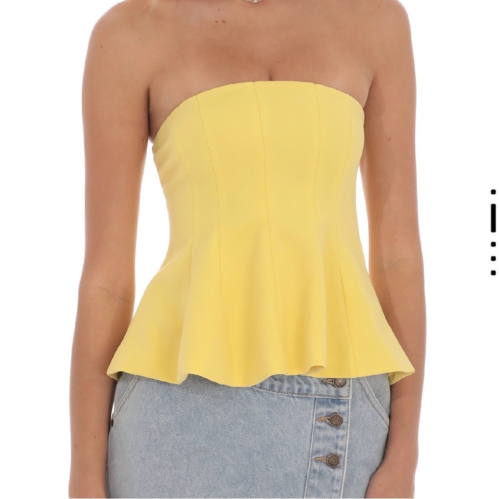 NWT - LITS Yellow Strapless Peplum Top